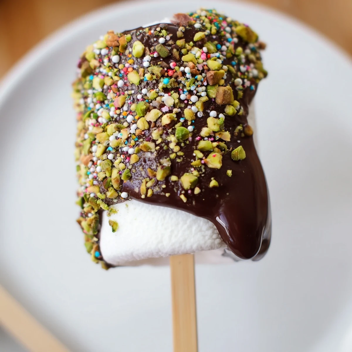 Festive chocolate marshmallows on stick arranged on parchment paper, ready for parties or sweet gifts.