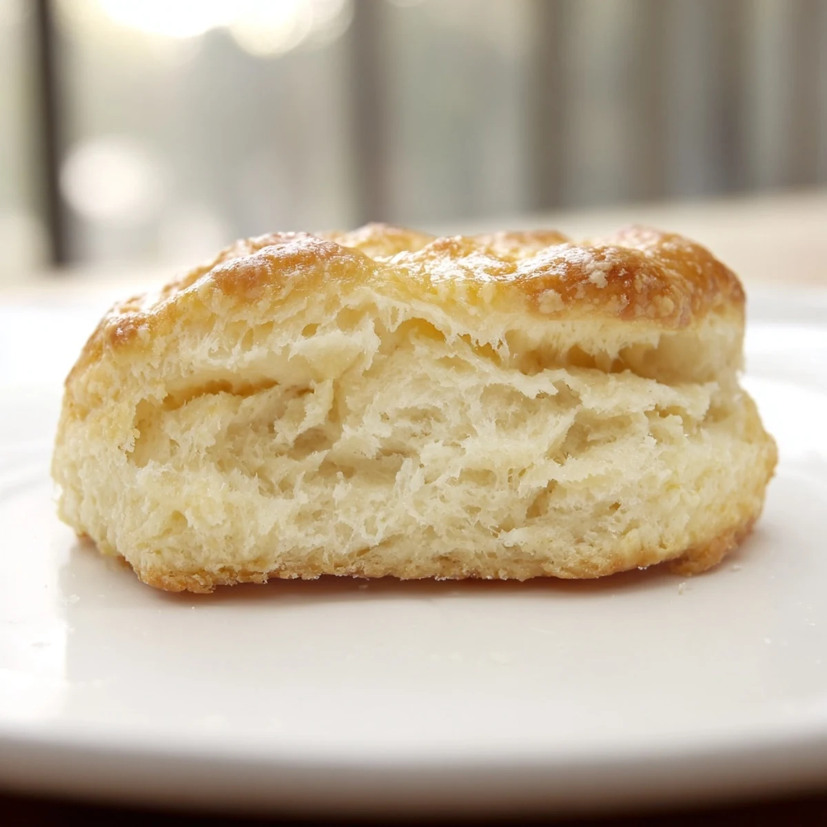 Golden brown Southern Style Buttermilk Biscuits topped with melting butter on a rustic plate.