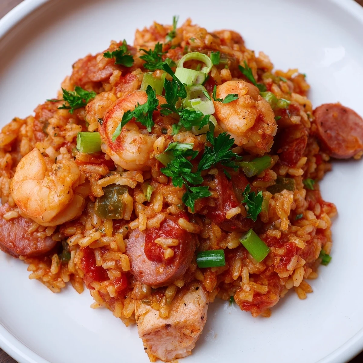 Steam rises from a vibrant skillet of Creole Jambalaya with Chicken and Shrimp, served with lemon wedges for zest.