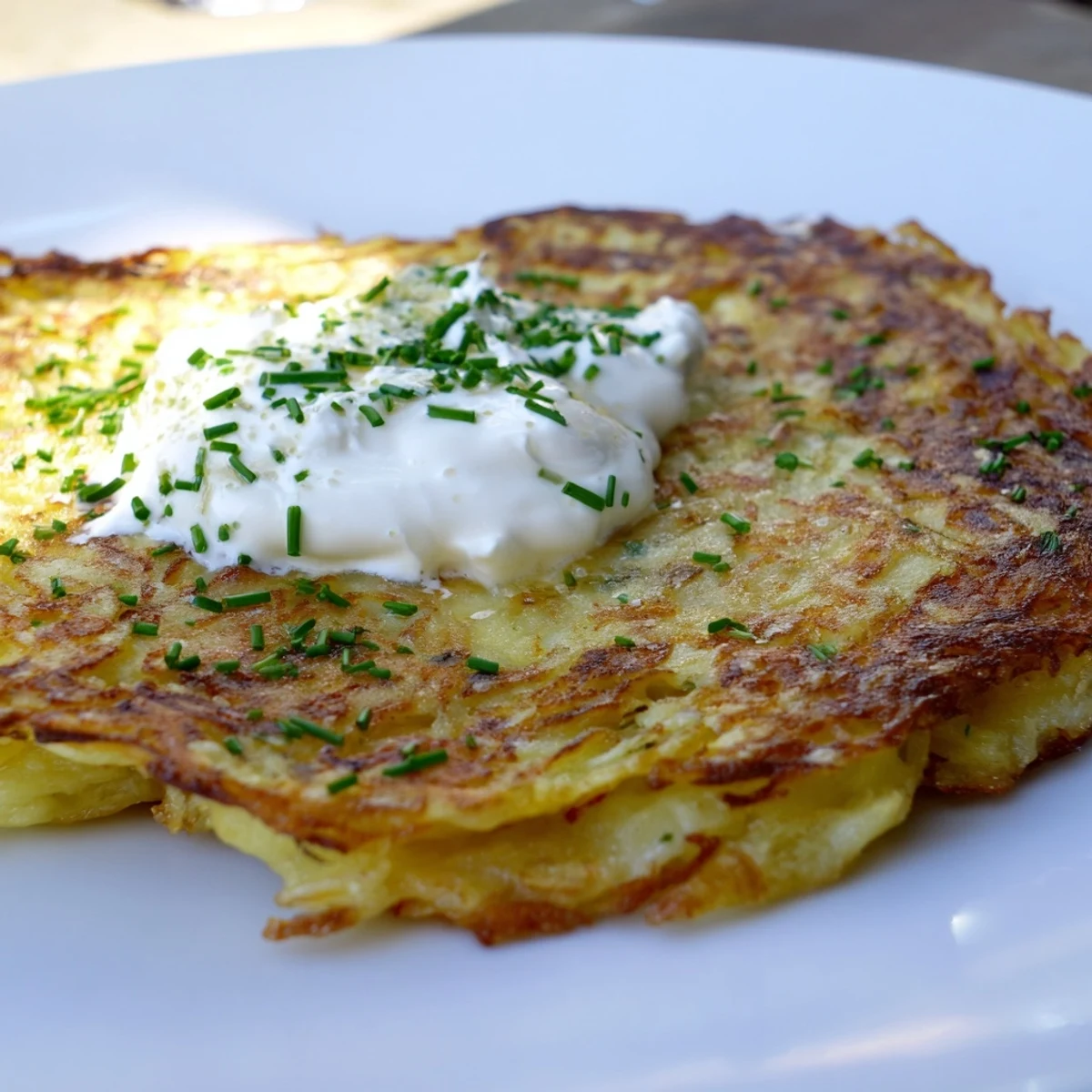 A close-up of fluffy Irish Boxty with Sour Cream resting on a rustic plate beside a steaming cup of tea.