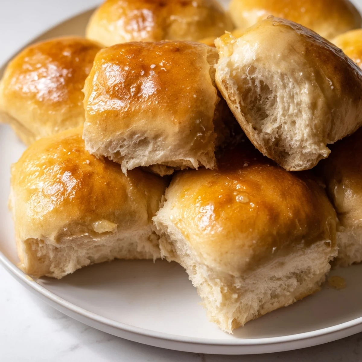 Freshly baked Best Vegan Dinner Rolls piled in a rustic basket next to a small dish of vegan butter.