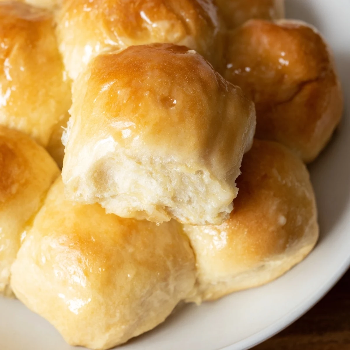 Steamy Best Vegan Dinner rolls stacked on a wooden board beside a green salad for a cozy dinner plate.