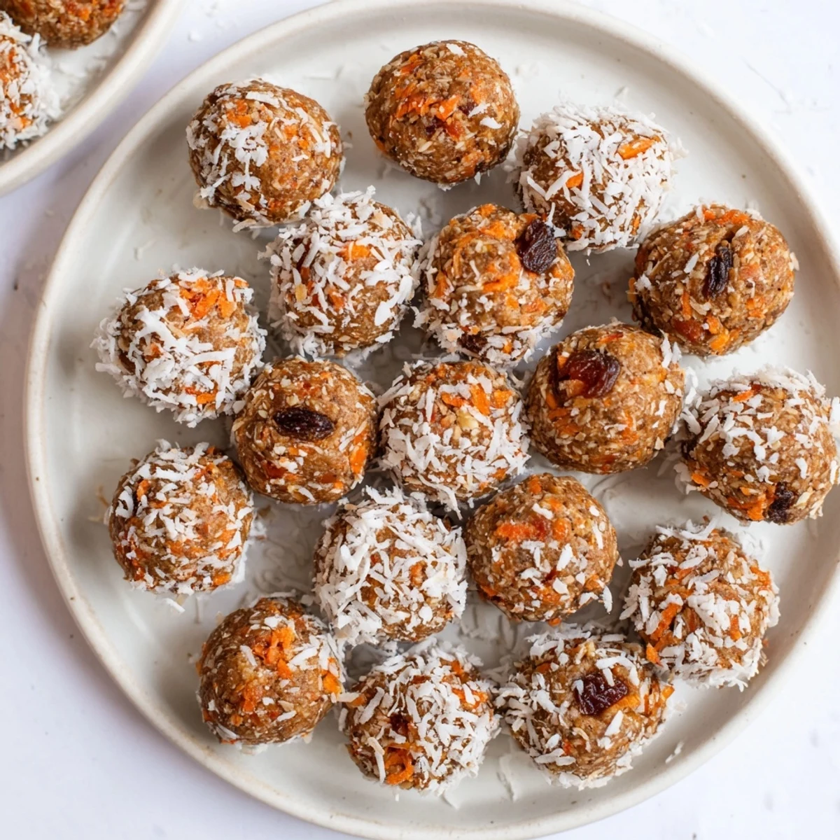 Delightful No Bake Carrot Cake Bites arranged on parchment, showing their moist texture and spices.