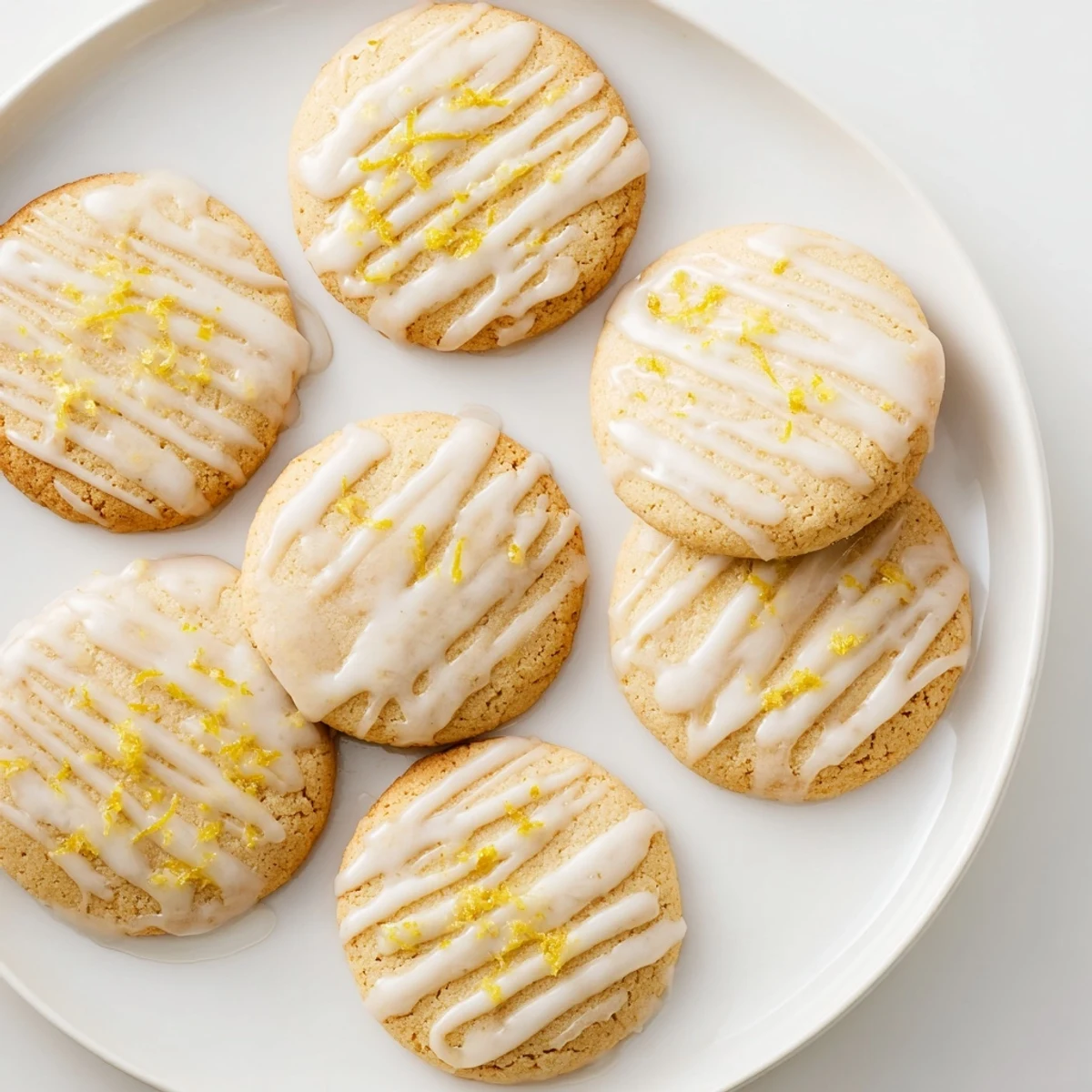A close-up view of homemade Limoncello Cookies showing their buttery texture and vibrant lemon glaze.