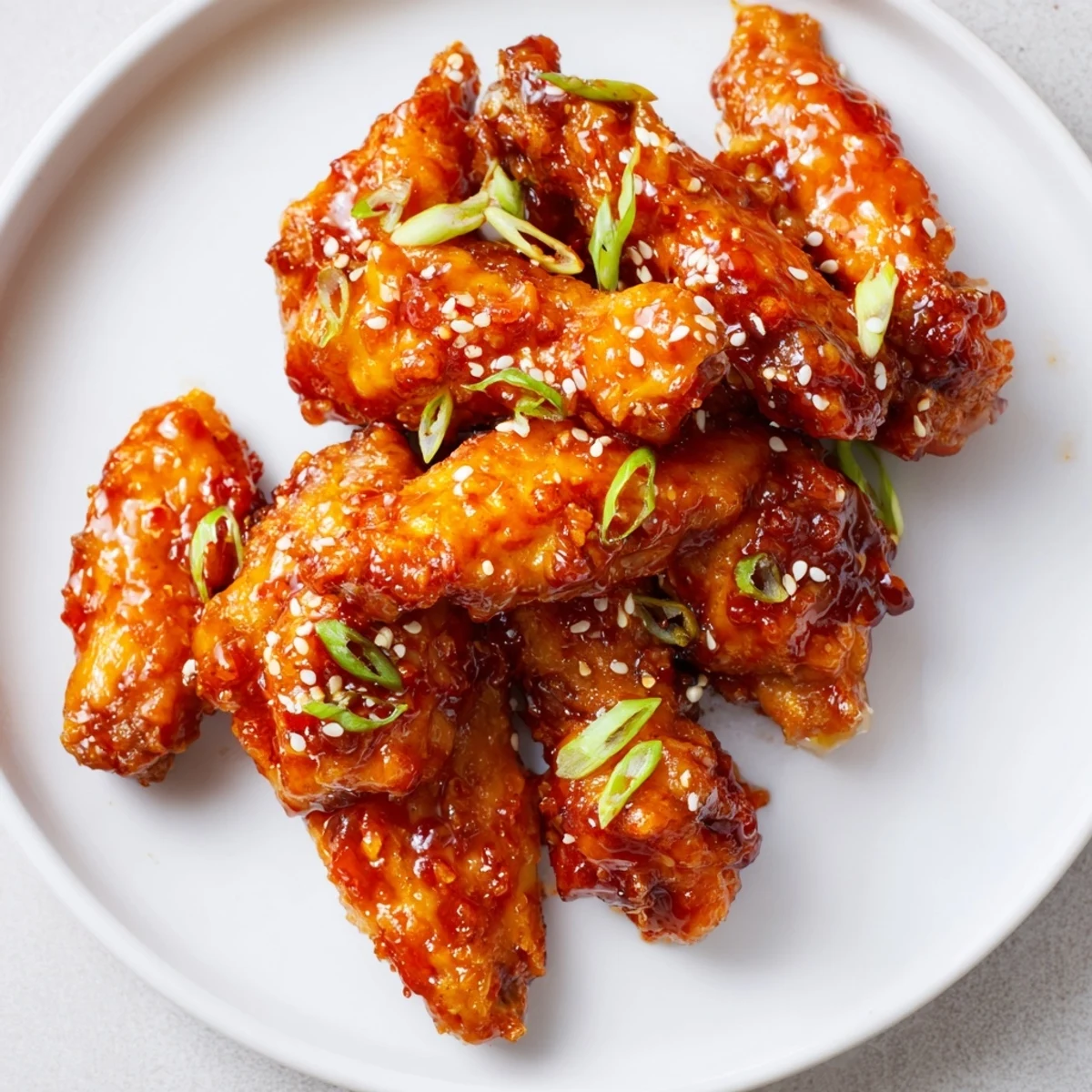 Close-up of Sticky Orange Chicken Wings coated in sticky orange glaze, garlic and ginger notes visible, served with steamed rice.