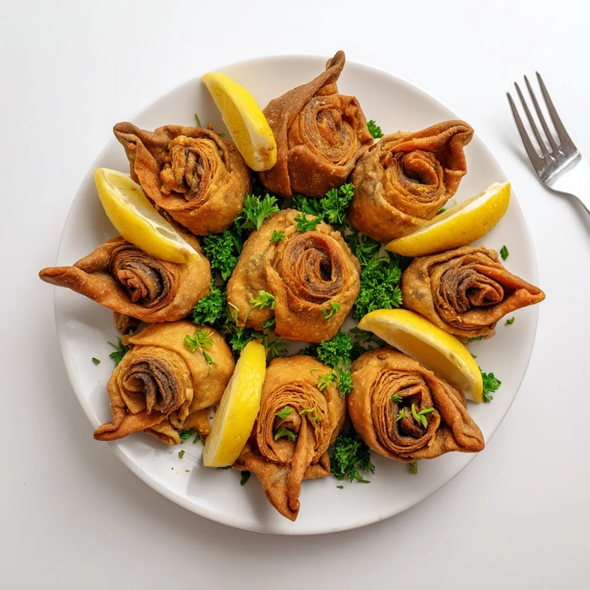 Freshly fried Cheesy Seafood Tortilla Bombs on a rustic wooden table, highlighting the warm, creamy seafood and cheese filling.