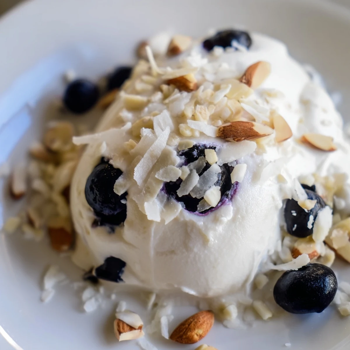 Creamy white yogurt mounds studded with plump blueberries, arranged neatly for freezing into bite-sized healthy snacks