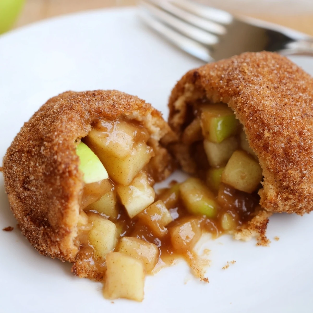 Freshly baked caramel apple pie bombs sprinkled with cinnamon sugar and topped apples