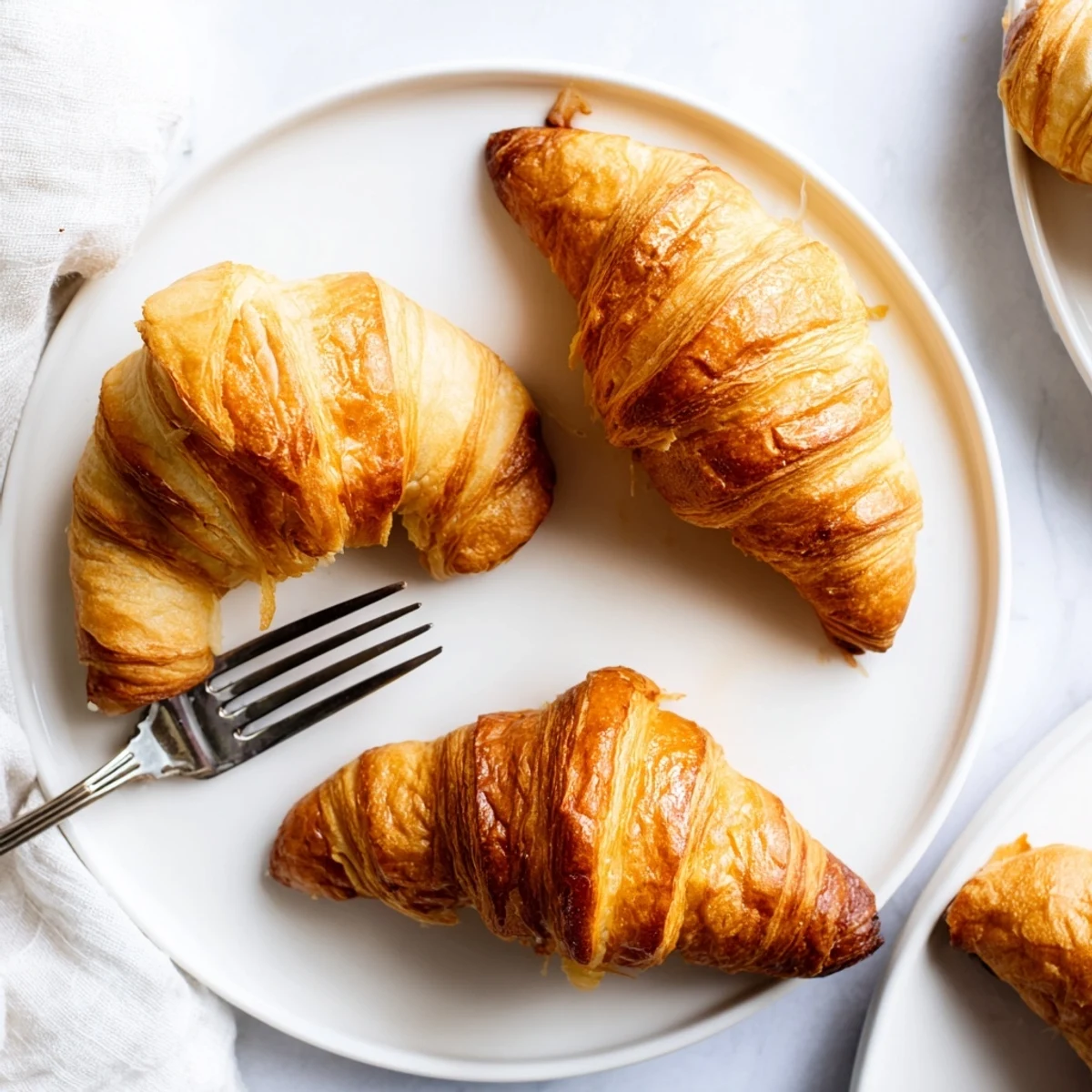 Freshly baked homemade croissant recipe arranged on wire cooling rack after air frying until perfectly crisp