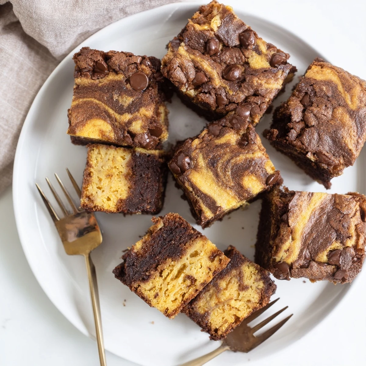Moist banana bread brownie bars featuring marbled chocolate and sweet banana batter