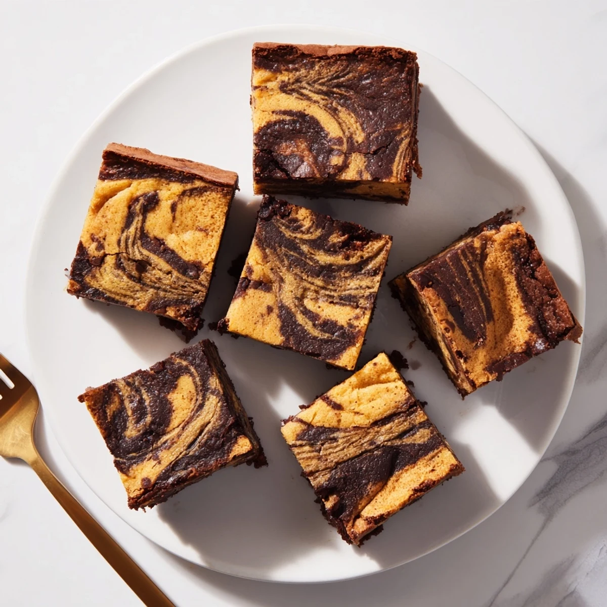 Decadent swirled banana bread brownie bars topped with melted chocolate chips