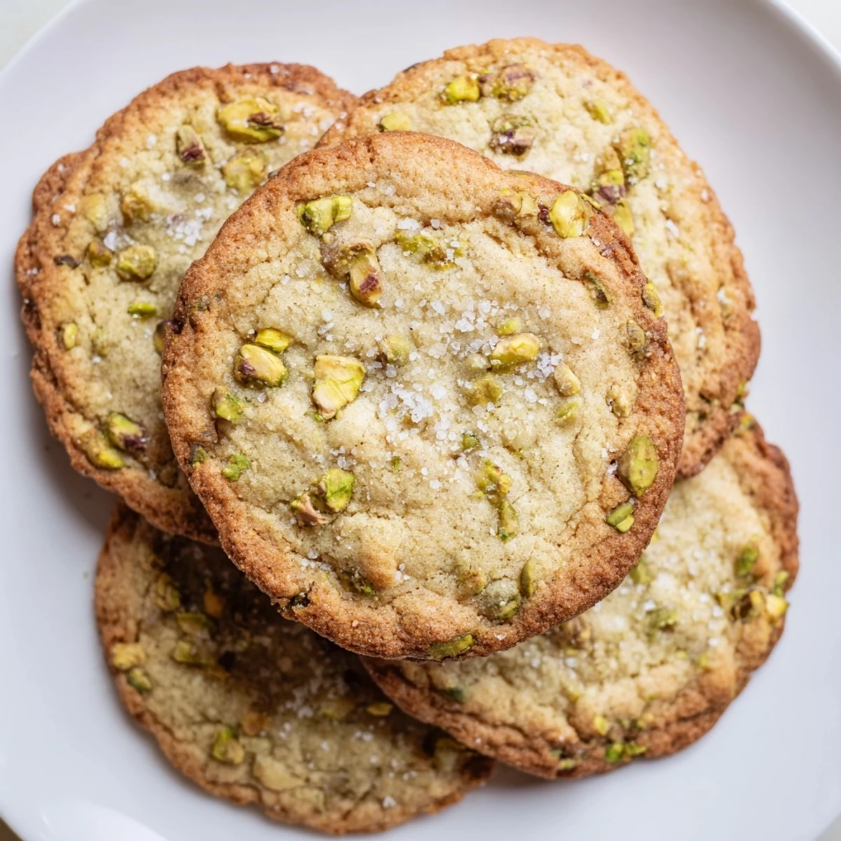 Chopped roasted pistachios fleck these tender buttery salted pistachio cookies fresh from the oven