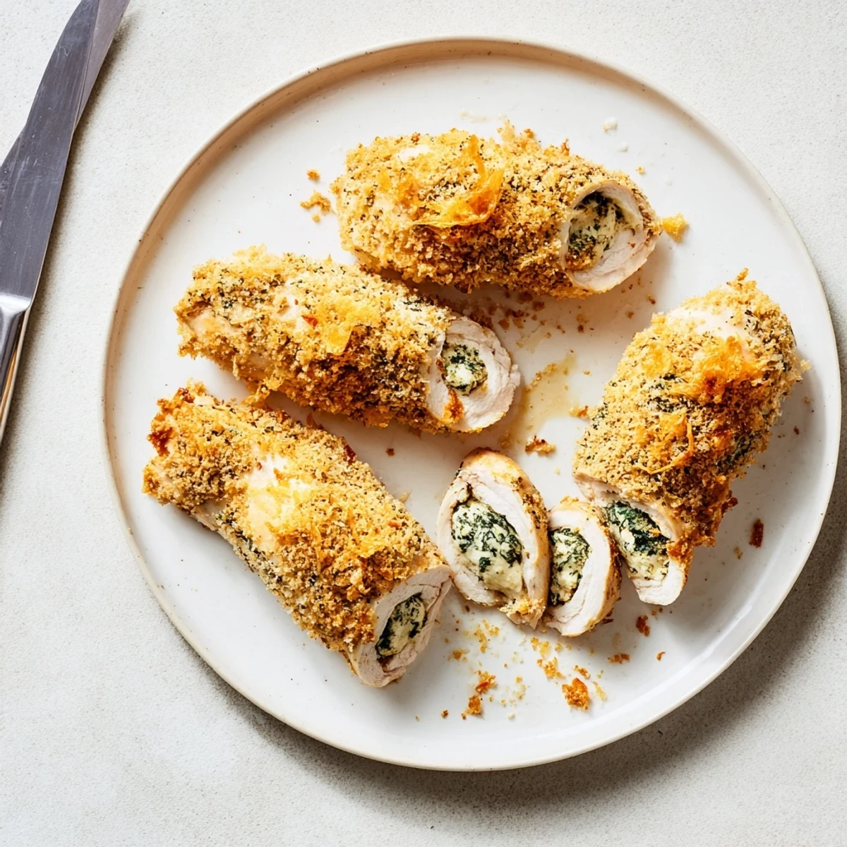Tender rolled chicken breasts filled with creamy ricotta and fresh Italian herbs