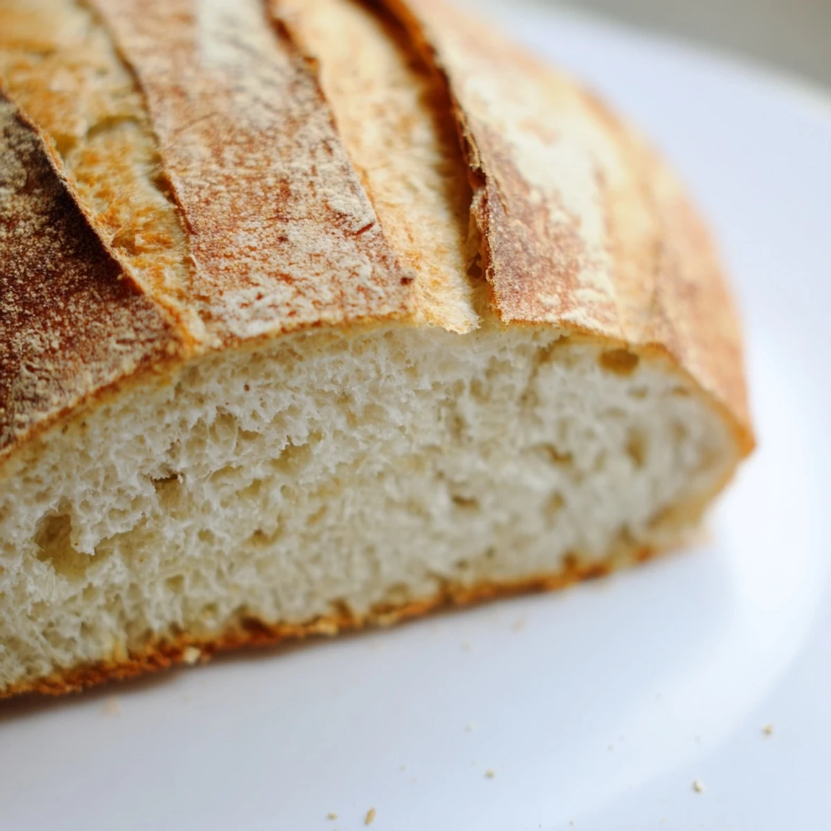 Homemade crusty Italian bread perfect for dipping in olive oil with golden cracked surface