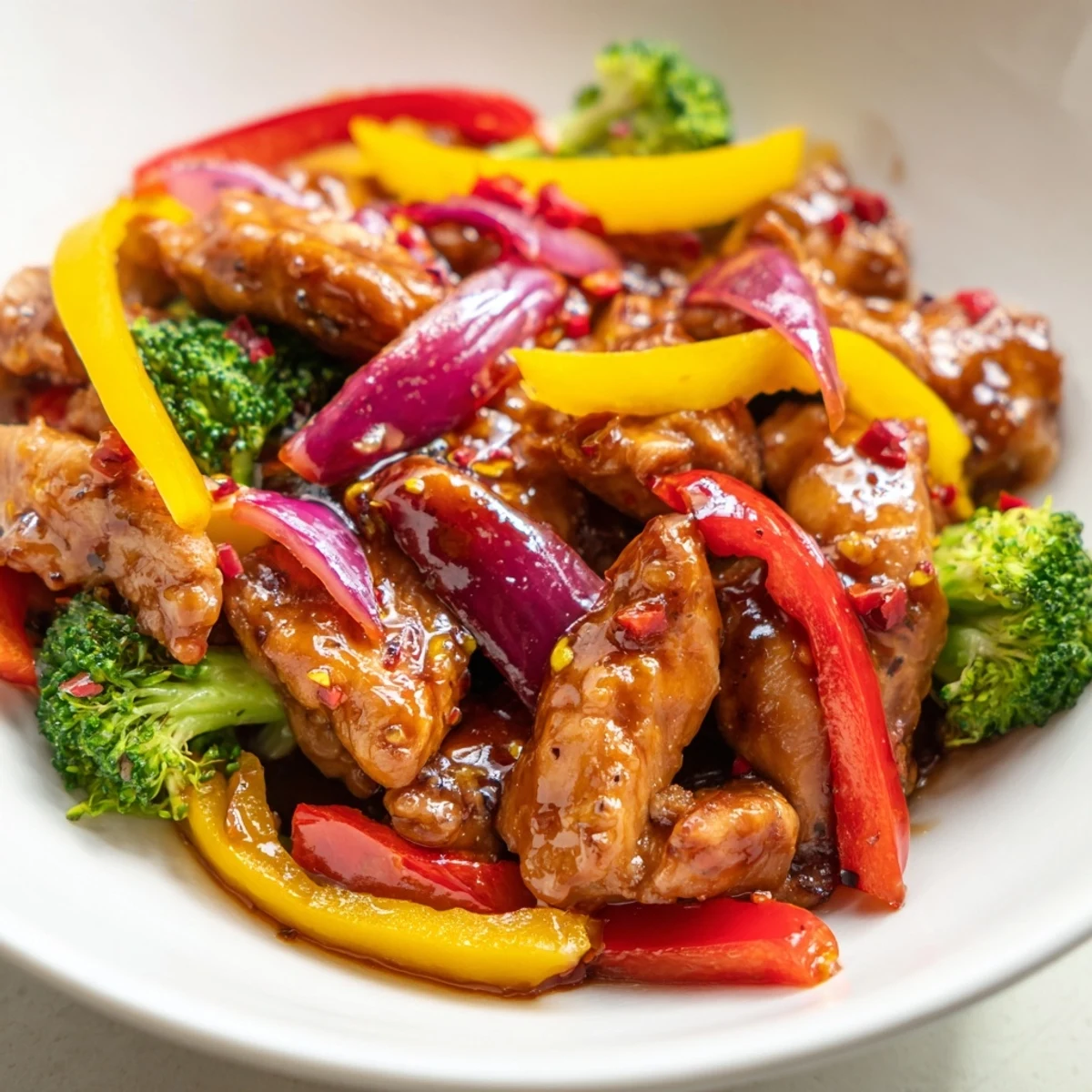 Quick flavorful weeknight meal served over steamed rice with fresh cilantro garnish on top