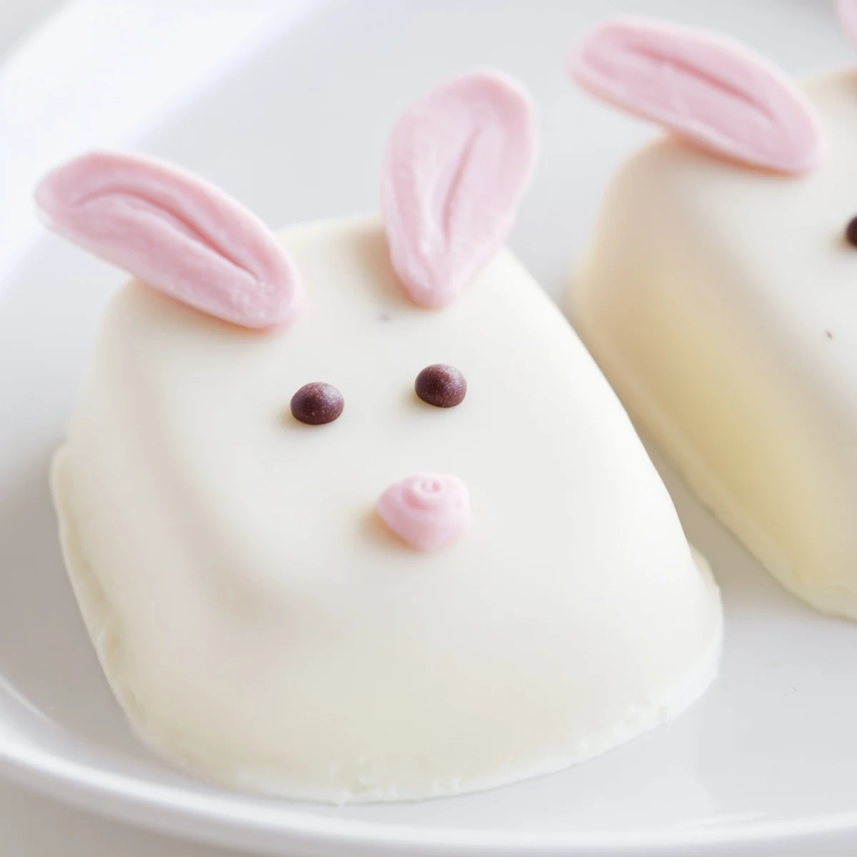Creamy white chocolate bunny cakesicles decorated with sprinkles for festive Easter celebrations