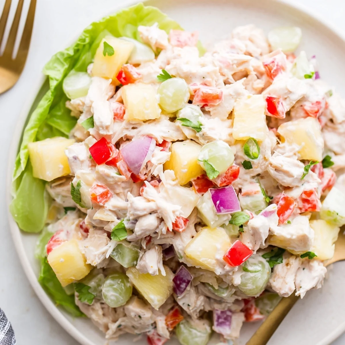 Hawaiian Chicken Salad Recipe with juicy pineapple, tender chicken, creamy lime dressing