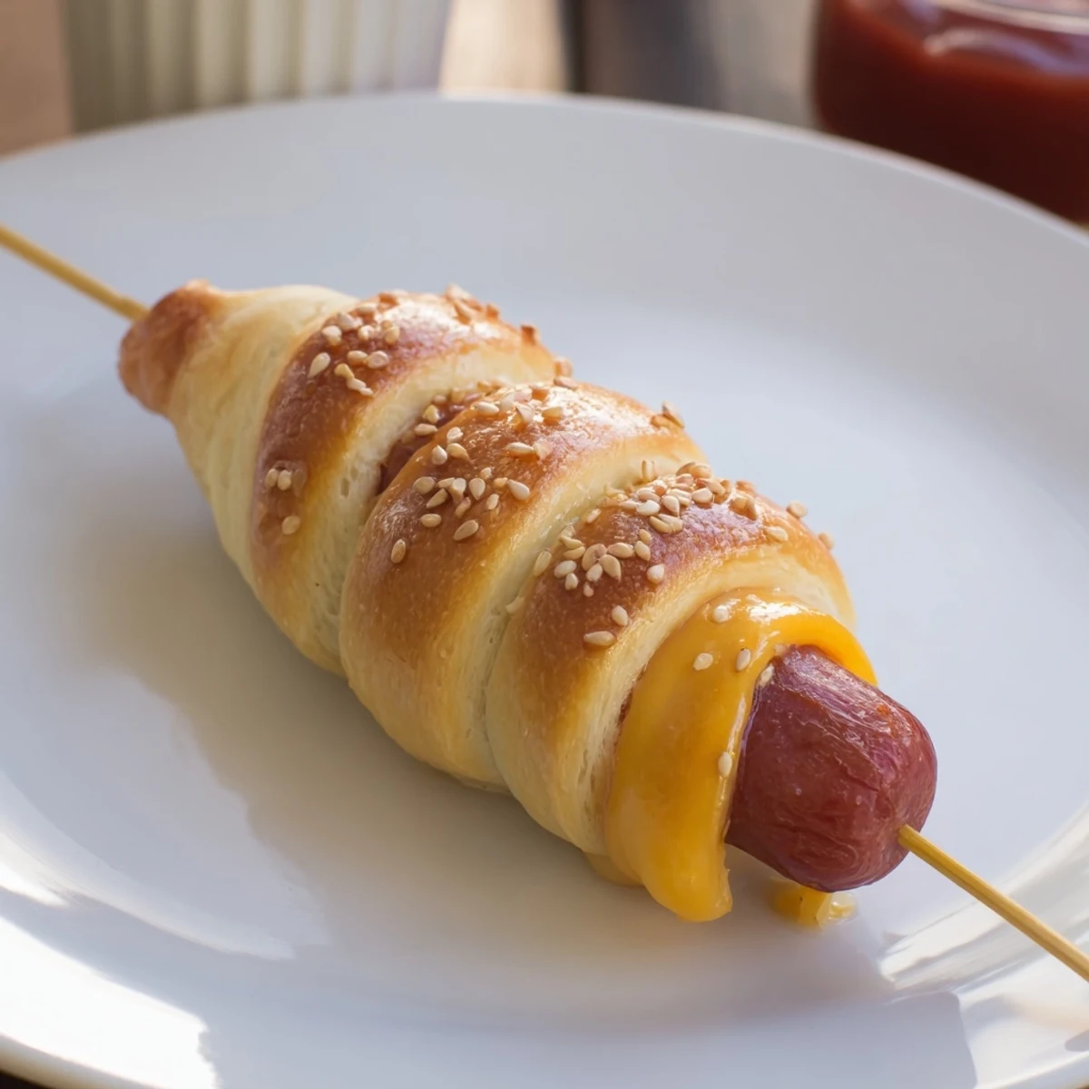 Crispy, golden-baked Firecracker Hot Dogs skewered like festive party pops