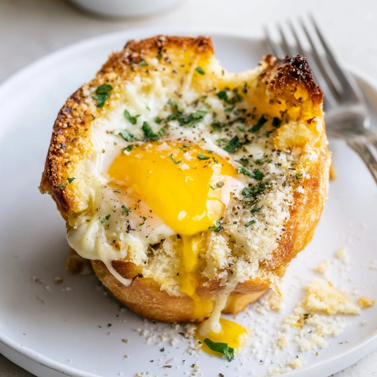 Buttery Lazy Garlic Bread Egg Cups nestled in muffin tin, savory breakfast