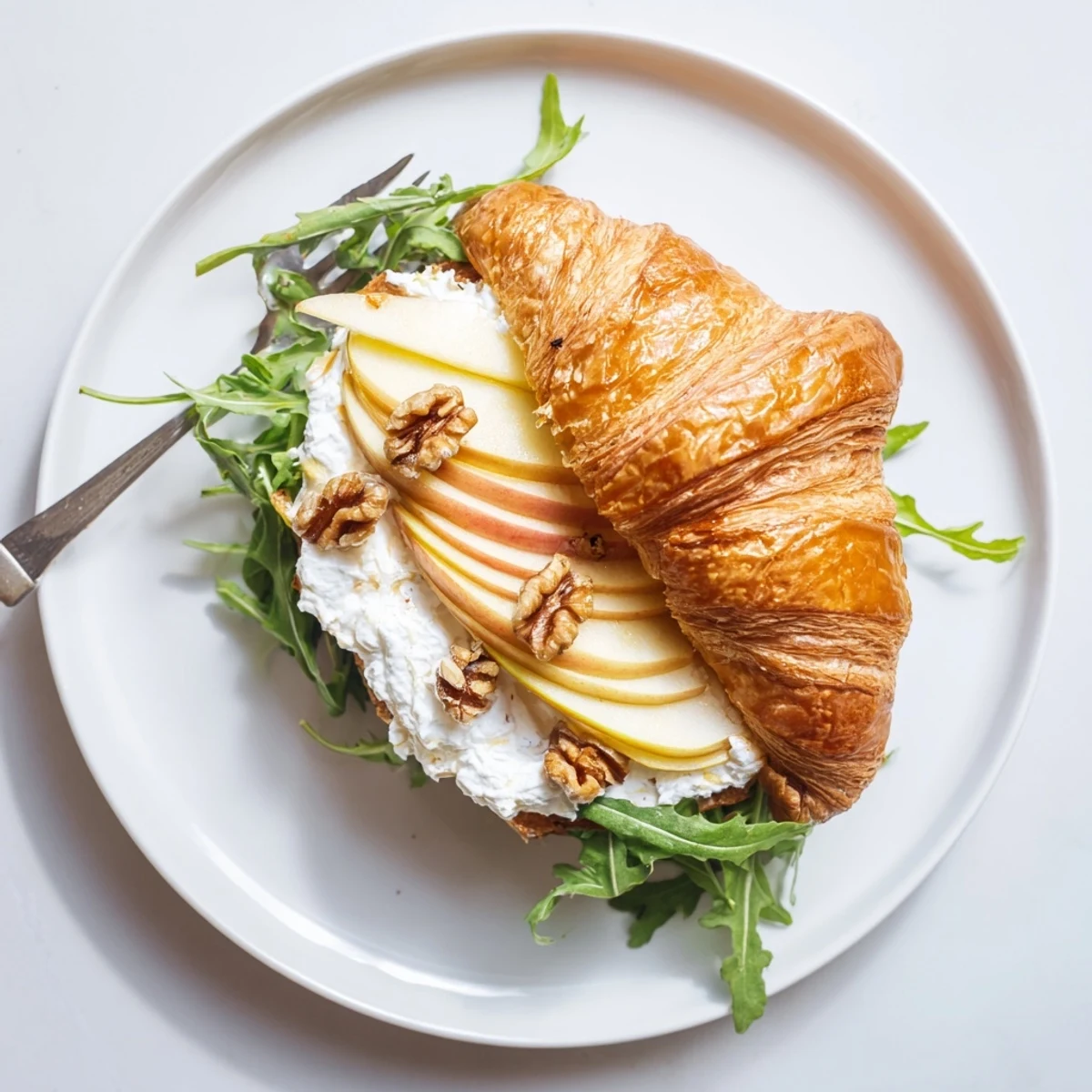 Apple Goat Cheese Croissant Sandwich with crisp apple slices and creamy cheese