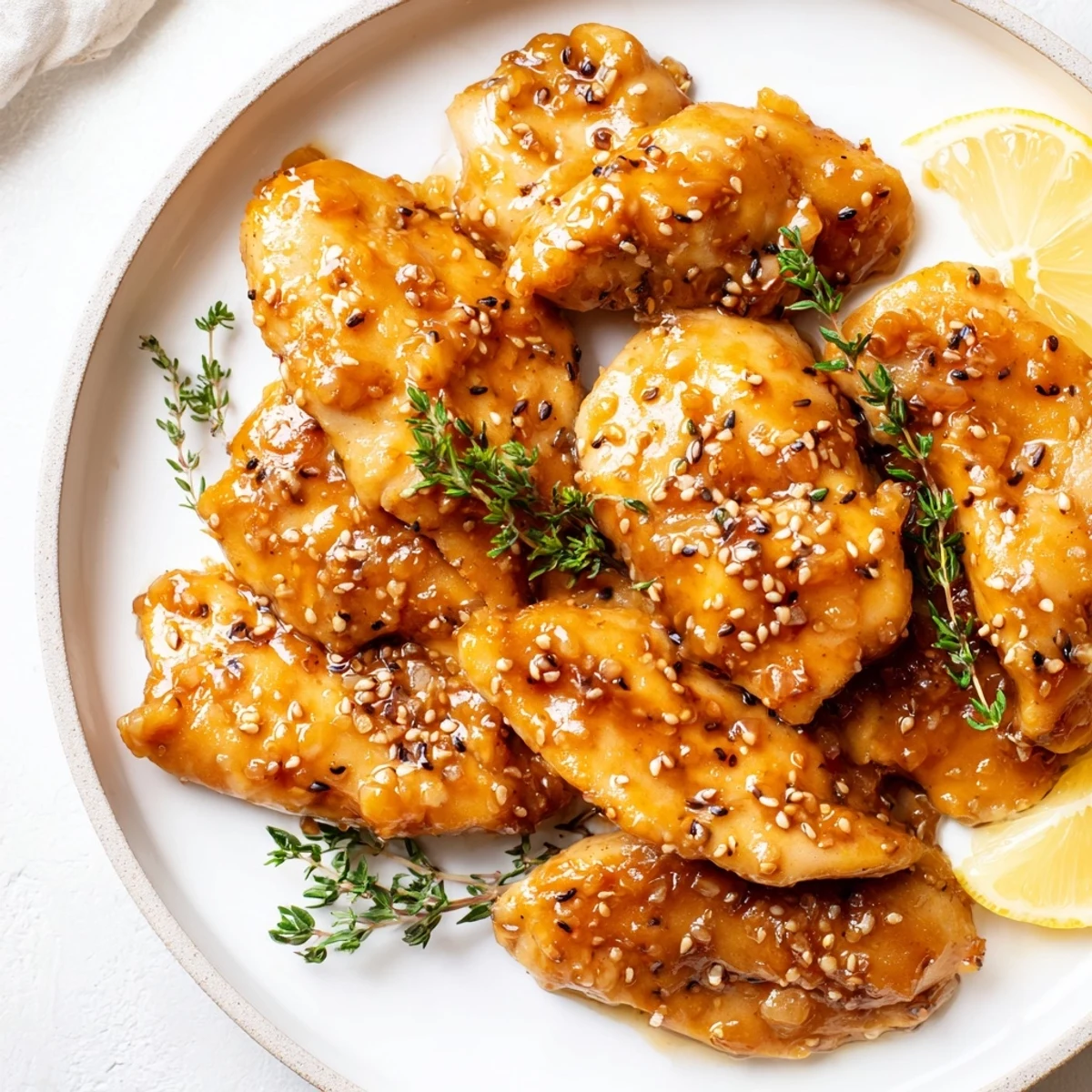 Golden oven baked honey mustard chicken breasts glazed with caramelized honey mustard sauce