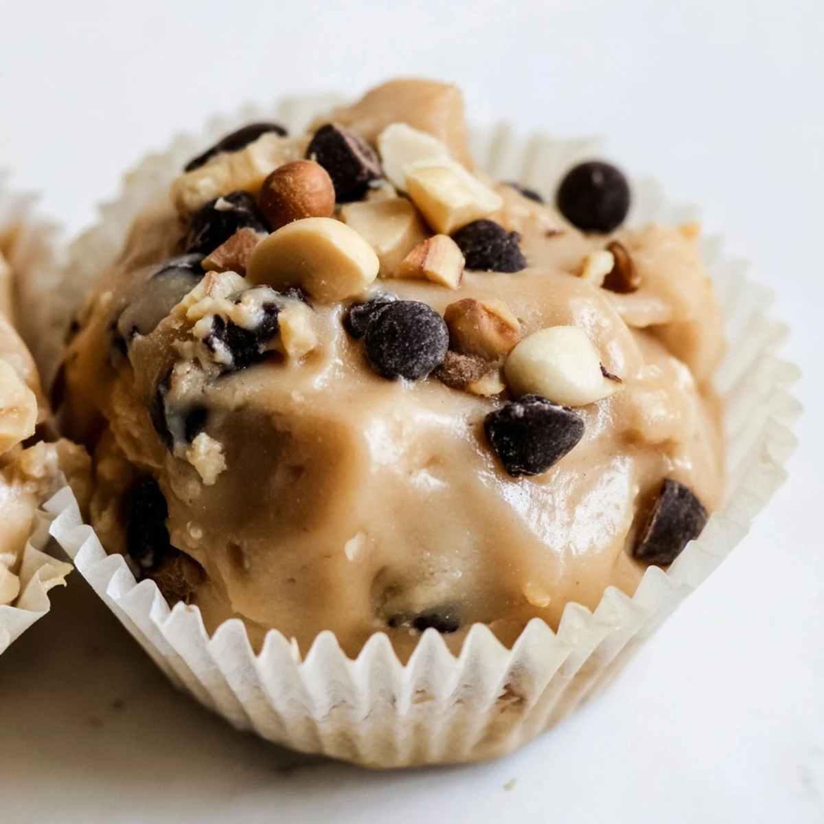 Creamy high protein frozen peanut butter Greek yogurt bites ready for healthy snacking