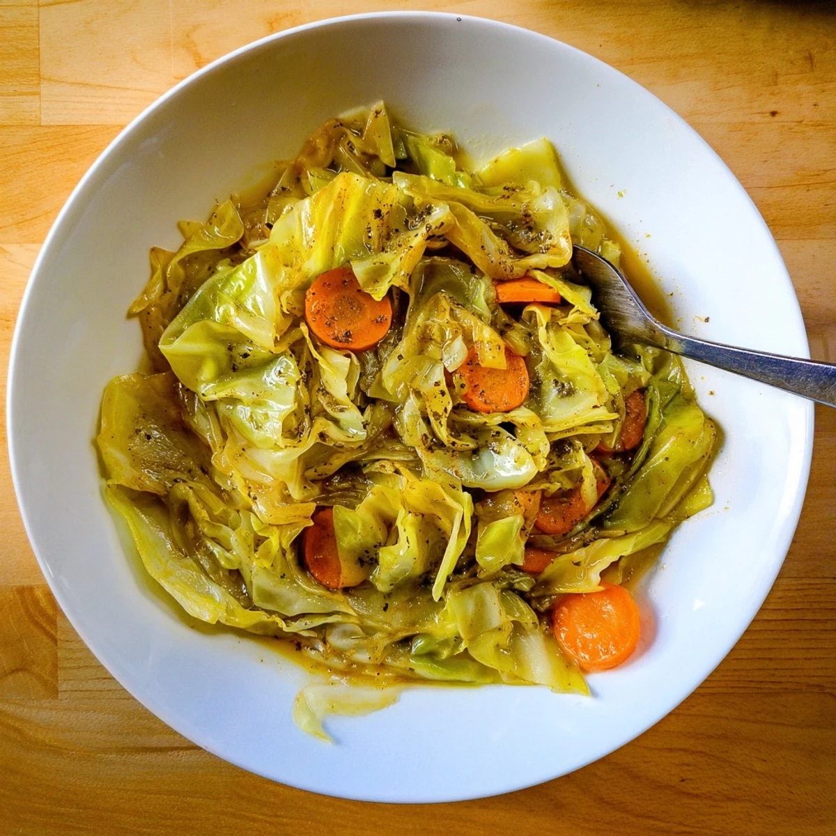 Close-up of Savory Braised Cabbage Recipe, fragrant garlic and smoky paprika aroma