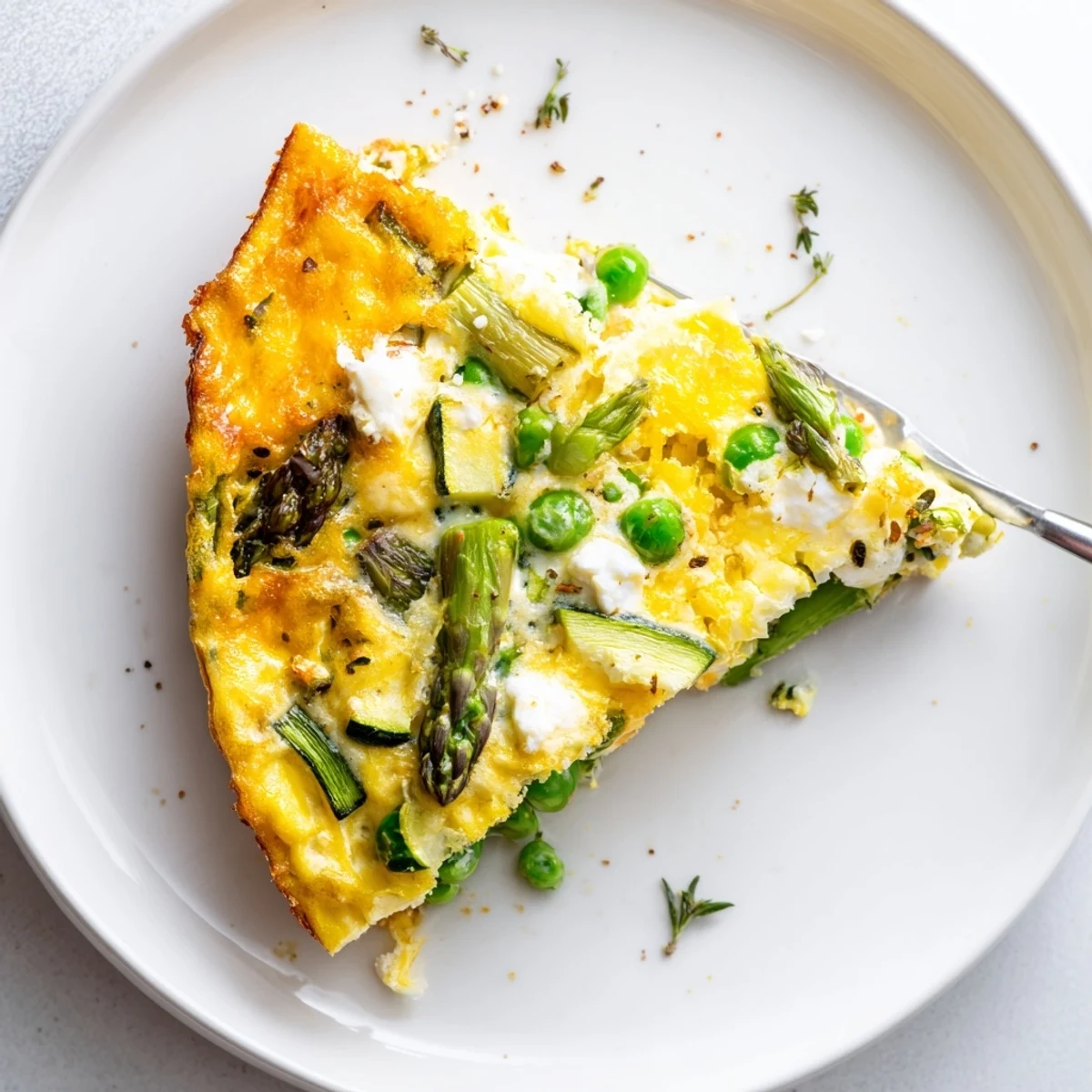 Warm Spring Vegetable Frittata With Goat Cheese served with crusty bread