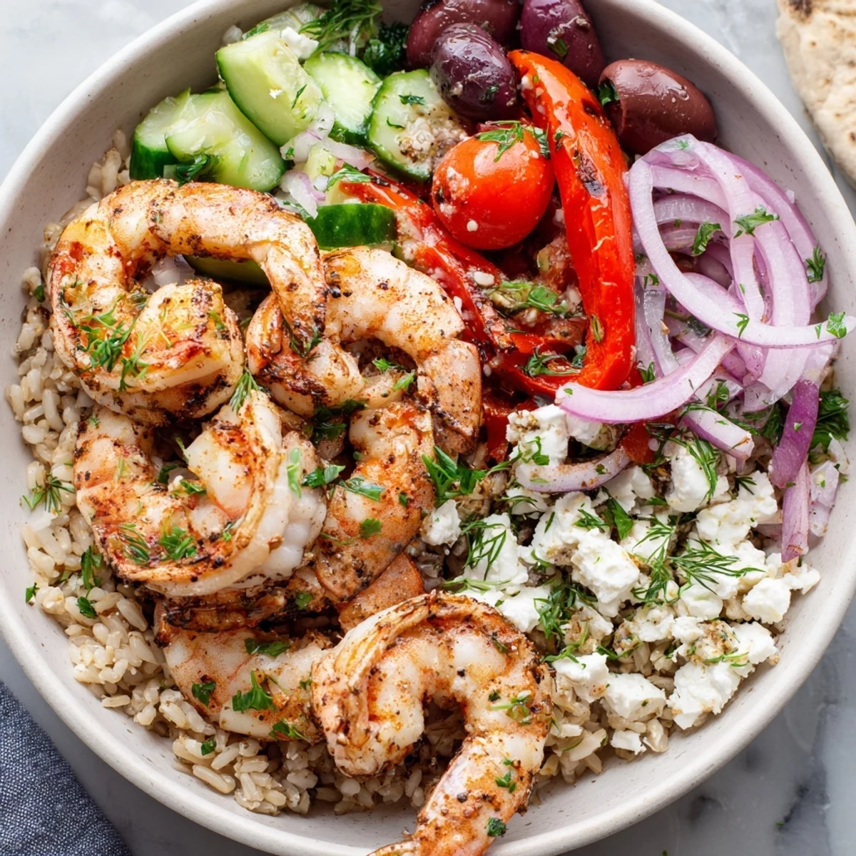 Greek Shrimp Mediterranean Bowl
