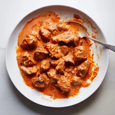 Golden-brown chicken pieces coated in buttery sauce, served over a bed of fluffy cauliflower rice.