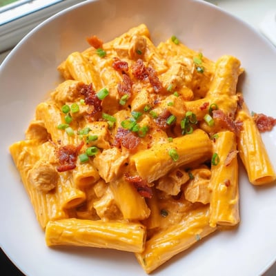 Golden seared chicken smothered in melted cheddar sauce with crunchy beef bacon bits